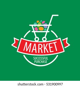 Round shopping cart vector logo 