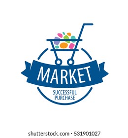 Round shopping cart vector logo 