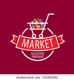 Round shopping cart vector logo 