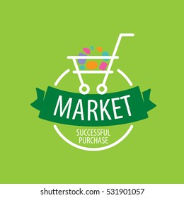Round shopping cart vector logo 