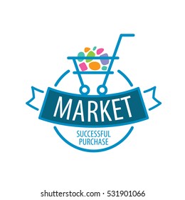 Round shopping cart vector logo 