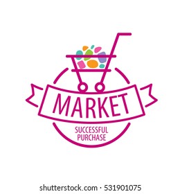 Round shopping cart vector logo 