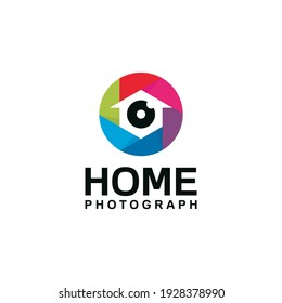 Round Shutter Lens Aperture Camera House Home Photo Photography Studio Logo Design