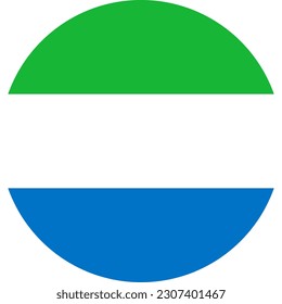 round Sierra Leonean national flag of Sierra Leone, Africa