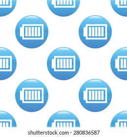 Round sign with charged battery image, repeated on white background