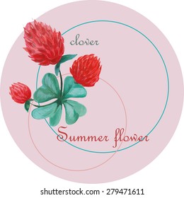 round sign with clover for your design summer flower