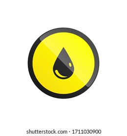Round sign with a drop symbol is isolated on a white background. Flat vector illustration, eps 10.