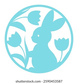 Round Sign Easter Laser Cut Template for Cutting machine. Easter door hanger design. 