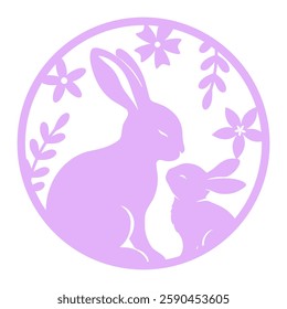 Round Sign Easter Laser Cut Template for Cutting machine. Easter door hanger design. 
