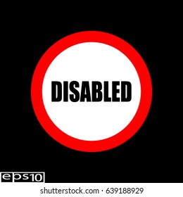 Round sign, icon DISABLED , red thin line on white background - vector illustration