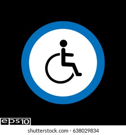 Round sign- icon Parking for- people living with disabilities - blue thin line on white background - vector illustration