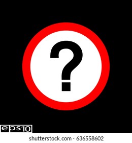 Round sign, icon with question mark , red thin line - vector illustration