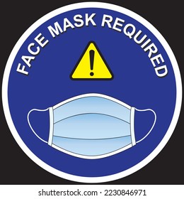 Round Sign Illustration Face Mask Required