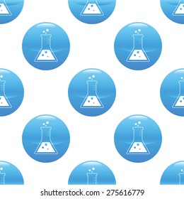 Round sign with image of erlenmeyer flask repeated on white background