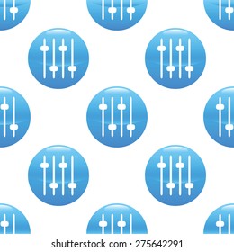 Round sign with image of faders, repeated on white background