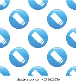 Round sign with image of usb flash drive, repeated on white background
