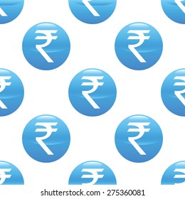 Round sign with indian rupee symbol repeated on white background