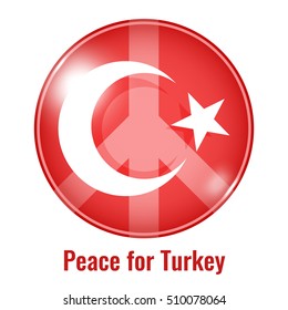 Round sign peace for Turkey, colored vector illustration