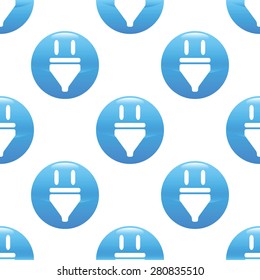 Round sign with plug image, repeated on white background
