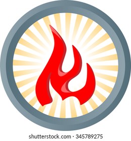 Round sign with red flames. Eps 10