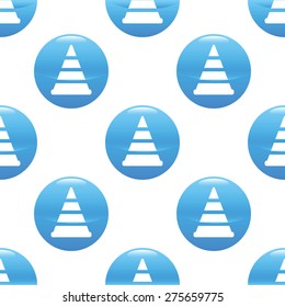 Round sign with traffic cone image, repeated on white background