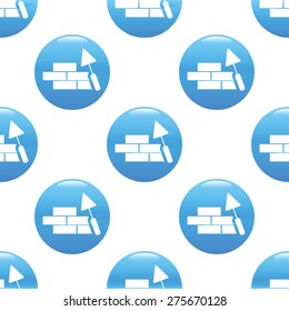 Round sign with wall under construction, repeated on white background