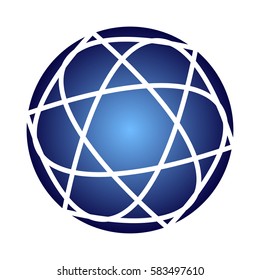 Round sign of white stars on a blue gradient background