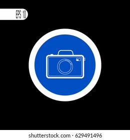 Round sign white thin line. Photo camera sign, icon - vector illustration