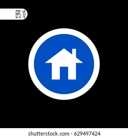 Round sign white thin line. Home, house sign, icon - vector illustration