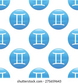 Round sign with zodiac gemini symbol, repeated on white background
