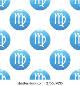 Round sign with zodiac virgo symbol, repeated on white background