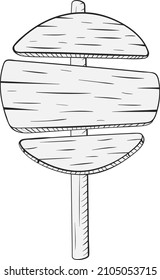 Señalización redonda de estilo lineal. Plantilla de tablas de madera en blanco