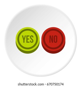Round signs yes and no icon in flat circle isolated vector illustration for web