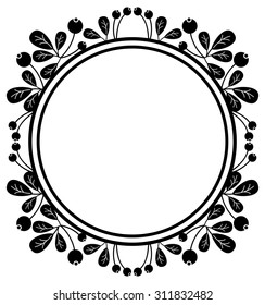 Round silhouette frame with berries