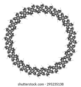 Round silhouette frame with floral elements