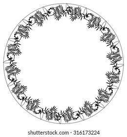 Round silhouette frame with floral elements