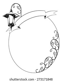 Round silhouette frame with lantern