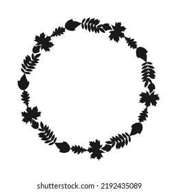 Round silhouette frame of leaves