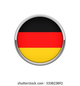 Round silver badge with German flag