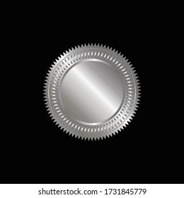 Round silver badge isolated on a Black background, seal stamp silver luxury elegant banner con, Vector illustration certificate silver foil seal or medal isolated.