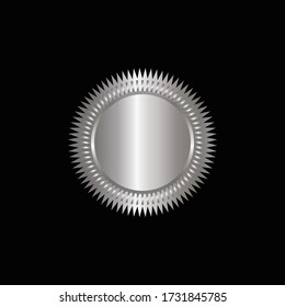 Round silver badge isolated on a Black background, seal stamp silver luxury elegant banner con, Vector illustration certificate silver foil seal or medal isolated.