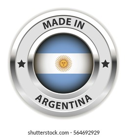 Round Silver Badge. Made in Argentina