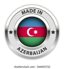 Round Silver Badge. Made in Azerbaijan