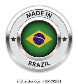 Round Silver Badge. Made in Brazil