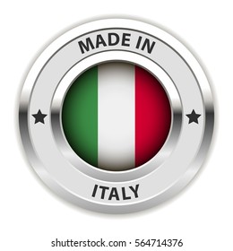 Round Silver Badge. Made in Italy