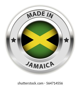 Round Silver Badge. Made in Jamaica