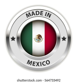 Round Silver Badge. Made in Mexico