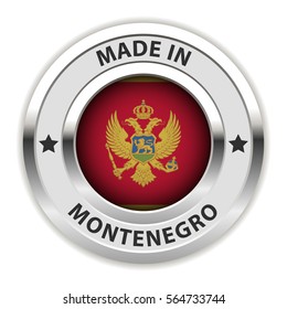 Round Silver Badge. Made in Montenegro