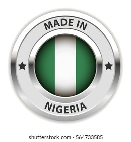 Round Silver Badge. Made in Nigeria