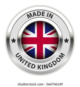 Round Silver Badge. Made in United Kingdom